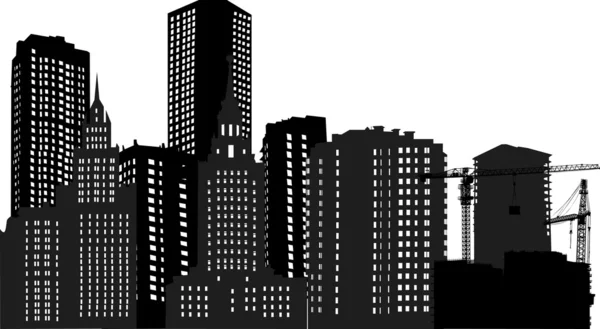 Rascacielos y edificio — Archivo Imágenes Vectoriales