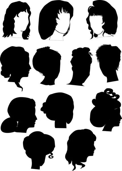 Tizenkét nő frizurák — Stock Vector