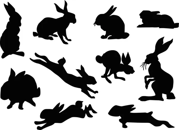 Kolekce silueta králíka — Stockový vektor