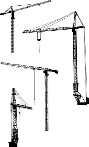 Four building cranes — Stock Vector