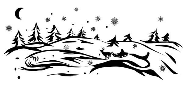 Santa v zimním lese — Stockový vektor