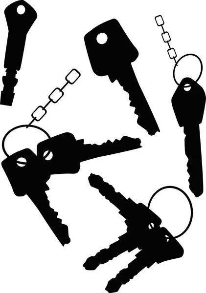 Ensemble de silhouettes clés — Image vectorielle