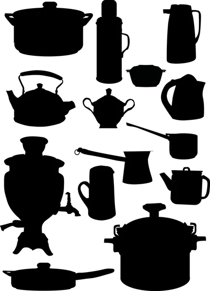 Ensemble de silhouettes de vaisselle — Image vectorielle