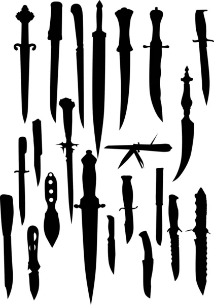 Bıçak siluetleri koleksiyonu — Stok Vektör