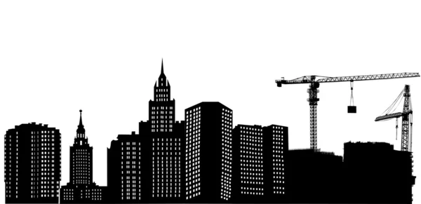 Urban landscape with cranes — Stock Vector