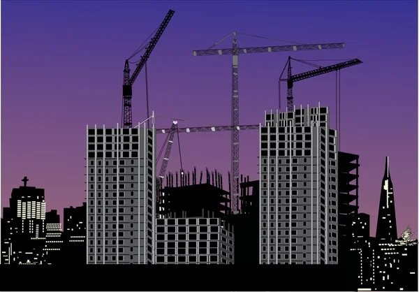 Night grey house building — Stock Vector