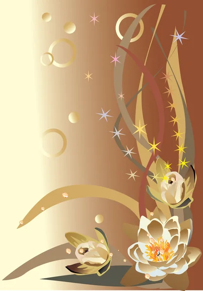 Witte Lelie illustratie op brown — Stockvector