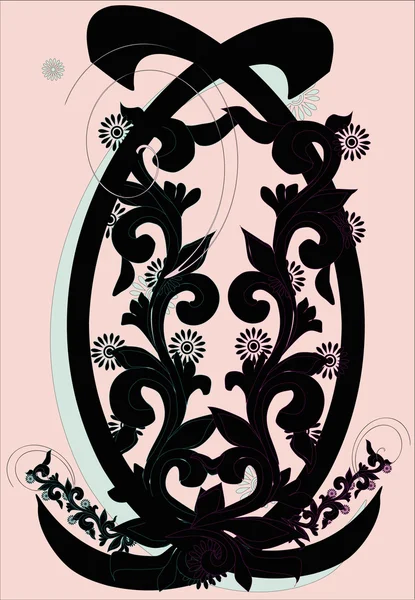 Ornamento negro y azul sobre rosa — Archivo Imágenes Vectoriales