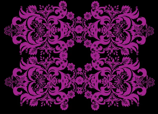 Mörk violett dekoration med fjärilar — Stock vektor
