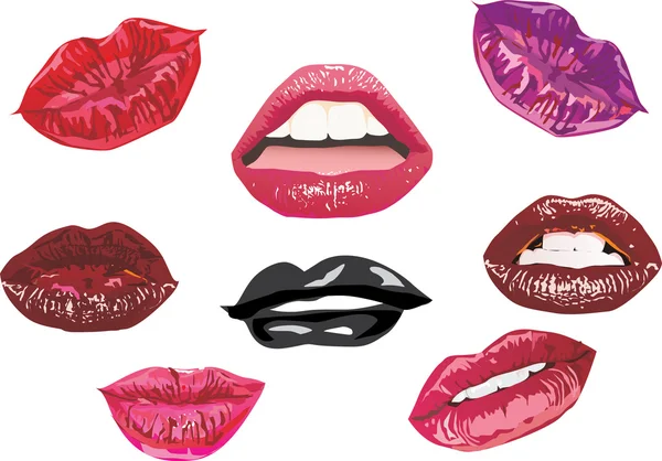 Acht Frauen Lippen Illustration — Stockvektor