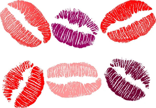 Illustration von sechs farbigen Lippenstiften — Stockvektor