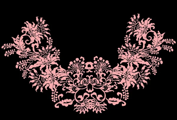 Feuillage rose clair sur noir — Image vectorielle