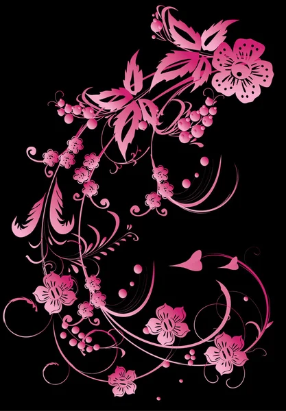 Pink traditional curl on black — Stock Vector