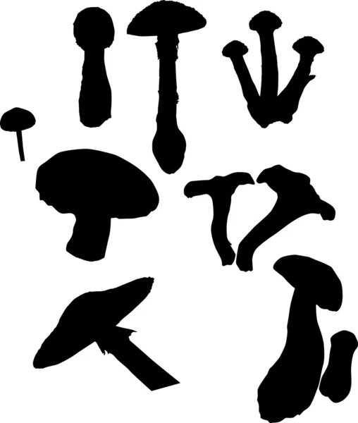 Fungus silhouette collection — Stock Vector