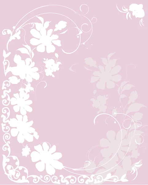 Rizos con flores en rosa — Vector de stock