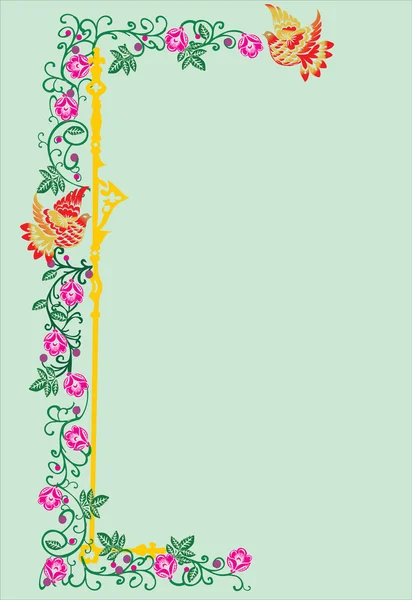 Vertikaler grüner Blumenstreifen — Stockvektor