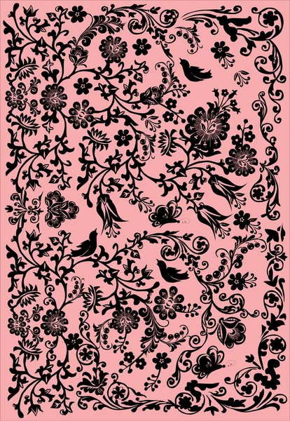 Patrón con pájaros en rosa — Archivo Imágenes Vectoriales