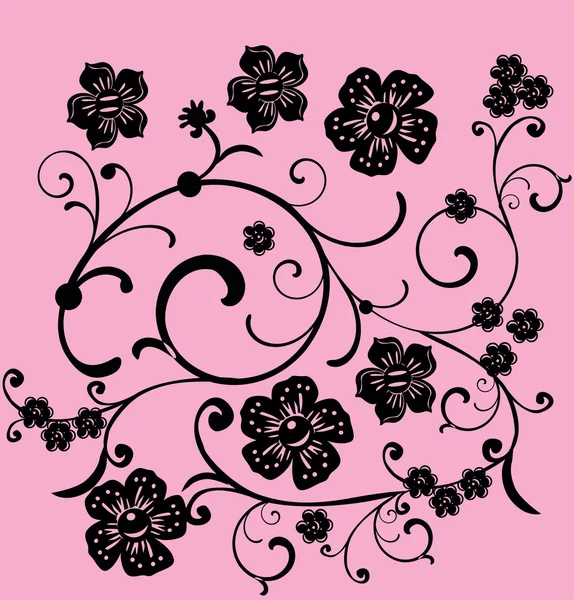 Black curle ornament on pink — Stock Vector