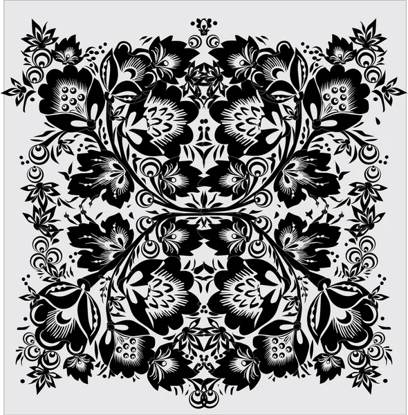 Motif feuillage noir sur gris — Image vectorielle