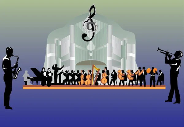 Ilustracja wielką orkiestrę — Wektor stockowy