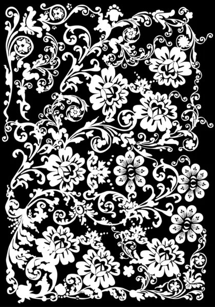 卷曲的设计与白色的花 — 图库矢量图片
