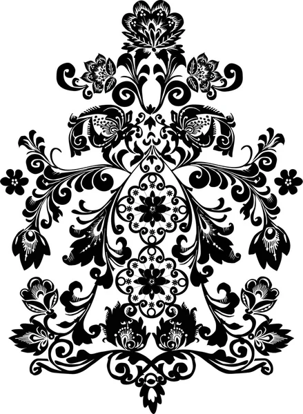 Symmetrical black traditional pattern — Stock Vector
