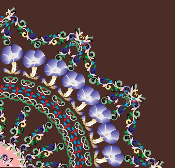 Barevné květy kvadrant ornament — Stockový vektor