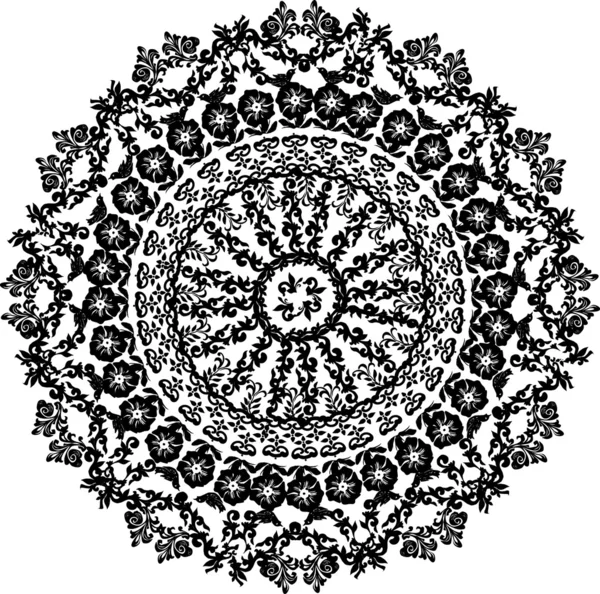 Цветок черный круглый дизайн — стоковый вектор