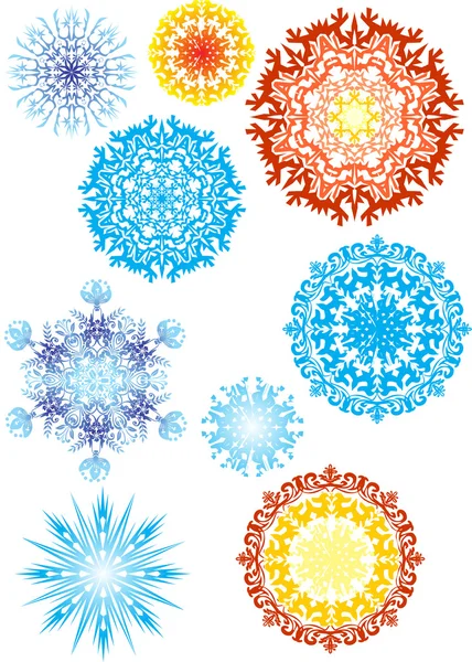 Kleur sneeuwvlokken collectie — Stockvector