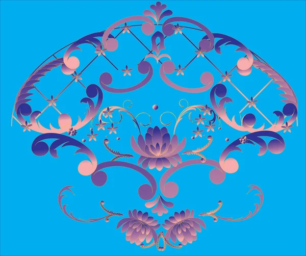 Fialový design ornament na modré — Stockový vektor