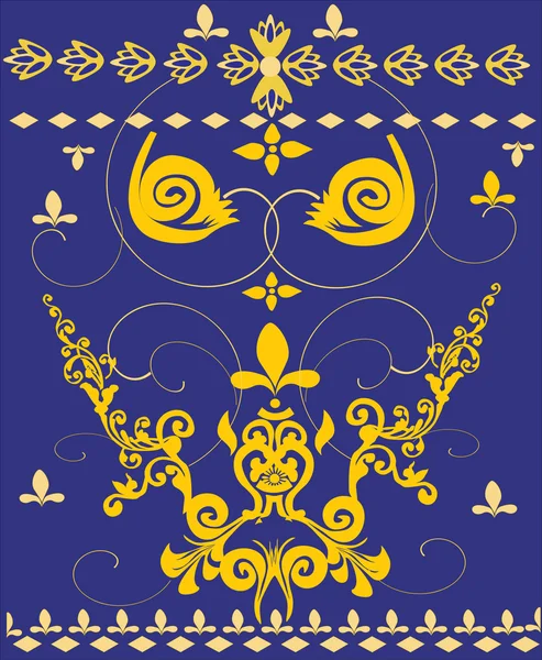 Yellow on blue traditional decoration — Stock Vector