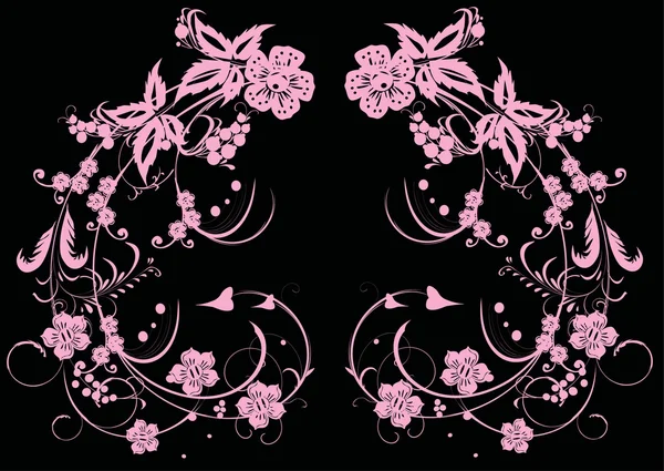 Zwei Locken rosa Blumendekoration — Stockvektor