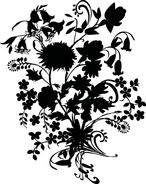 Bouquet silhouette noire — Image vectorielle