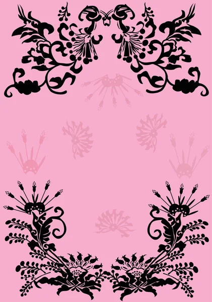 Padrão floral rosa e preto — Vetor de Stock