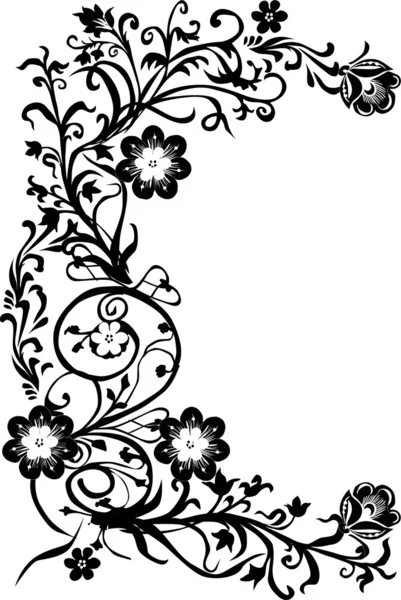 Три чёрных цветка — стоковый вектор