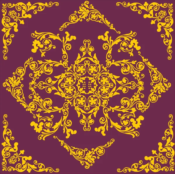 Jaune traditionnel sur motif lilas — Image vectorielle