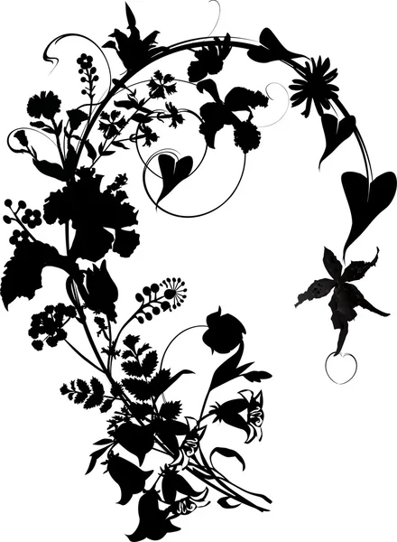 Silhouet van bloem ornament — Stockvector