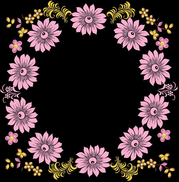 Großer rosafarbener Blumenrahmen — Stockvektor