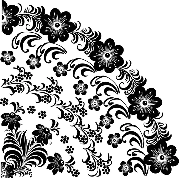 Floral black quadrant — Stock Vector