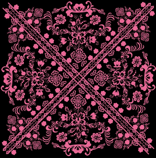 Vierkant symmetrische roze patroon — Stockvector