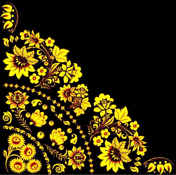 Zlatý roh s květinami — Stockový vektor