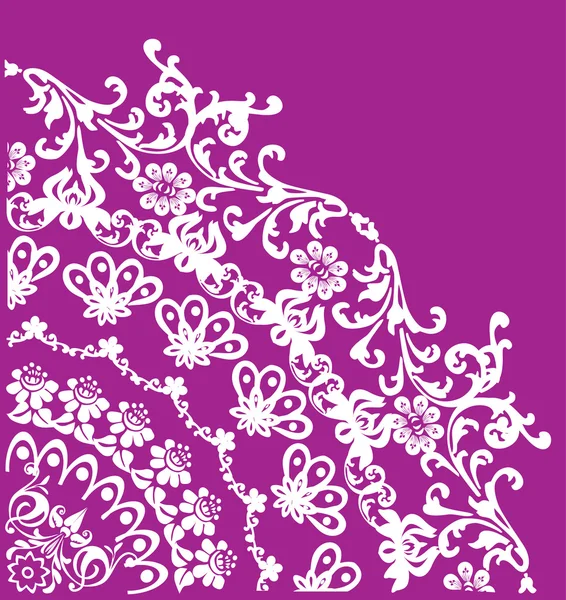 Weißer Quadrant mit Blüten auf rosa — Stockvektor