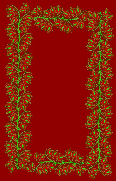 Vert sur cadre de fleur rouge — Image vectorielle