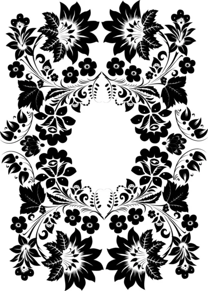 Μαύρο κατακόρυφο πλαίσιο με λουλούδια — Διανυσματικό Αρχείο