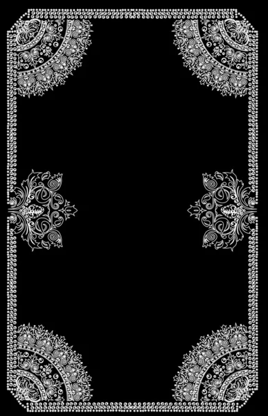 Décoration feuillage avec cadre sur fond noir — Image vectorielle