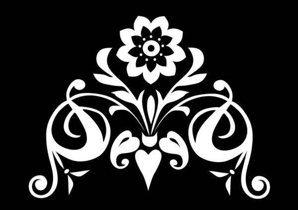 Flor branca simples em preto — Vetor de Stock