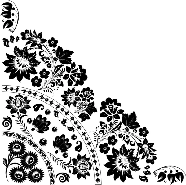 Diseño triangular negro con flores — Archivo Imágenes Vectoriales