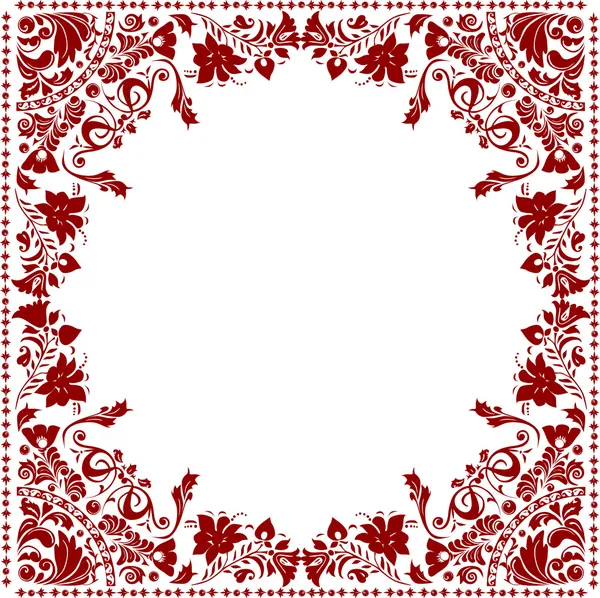 Red floral frame decoration — Stock Vector