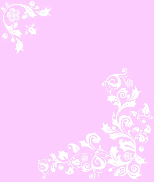 Esquina de follaje blanco en rosa — Vector de stock
