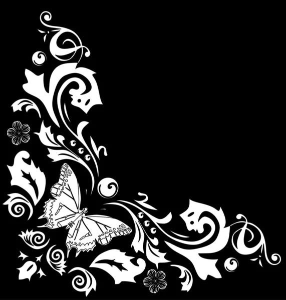 Witte hoek met vlinder — Stockvector